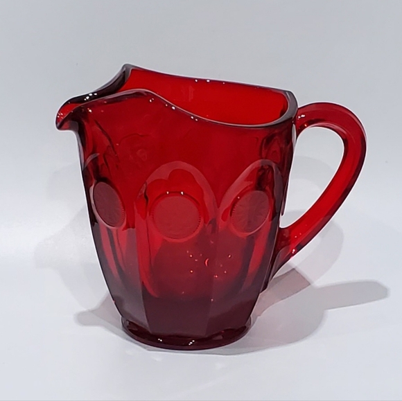 32oz Fostoria "Coin Glass Ruby" Red Heavy Thick Pitcher - Picture 12 of 16